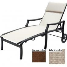 Suncoast Devereaux Sling Chaise Lounge With Wheels - Cabernet Frame And Nougat Fabric