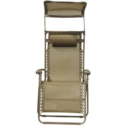 Bliss Hammocks Extra Wide Gravity Free Recliner With Canopy Shade - Tan