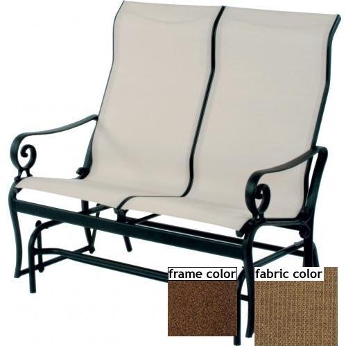 Suncoast Soleil Sling Supreme Loveseat Glider - Cabernet Frame And Raku Fabric