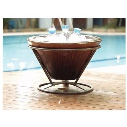 Alfresco Home Table Top Outdoor Beverage Cooler With Stand - Cognac
