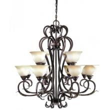 Olympus Tradition Collection Chandelier In Cracked Bronze With Silver Finish - 12 Bulbs