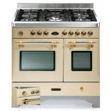 Fratelli Onofri Royal Chiantishire Dual Fuel Range Double Oven, 120V - Cream/Brass
