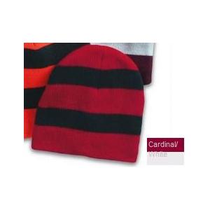 Sportsman Rugby Striped Knit Beanie - Cardinal/White