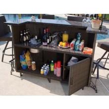 Alfresco Home Vento Granite Top Wicker Outdoor Bar With Counter And Ice Bucket