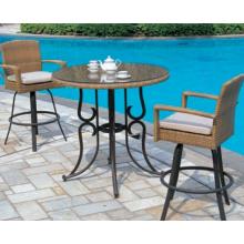 Alfresco Home Mackinac 42 Inch Round Wicker Bar Set. (Cushions Not Included)