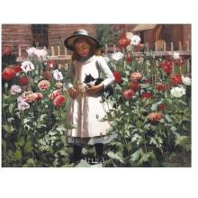 In The Garden With The Cat Poster Print