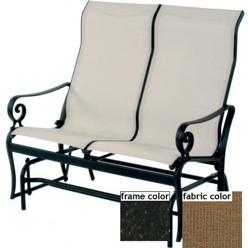 Suncoast Soleil Sling Supreme Loveseat Glider - Ebony Frame And Raku Fabric