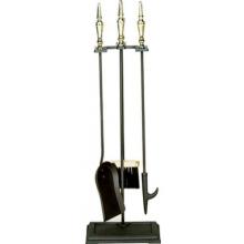 UniFlame 4 Piece Triple-Plated Polished Brass/Black Fireset