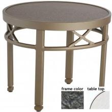 Hudson-Tanjor 24 Inch Aluminum Round Occasional Table - Glass With Scavo Iron Frame