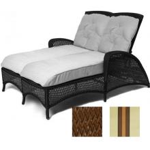 Lloyd Flanders Grand Traverse Adjustable Double Chaise In Caramel Finish And Resort Lodge Fabric.