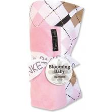 Embroidered Prep School Pink Framed Velour Baby Blanket