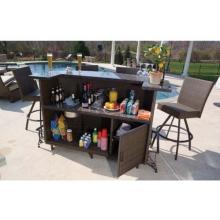 Alfresco Home Vento Granite Top Wicker Outdoor Bar Set With Swivel Bar Chairs