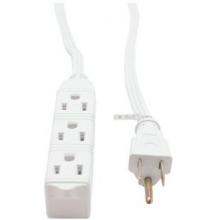 3-OUTLET GROUNDED OFFICE CORD, 8 FT (SINGLE; WHITE)