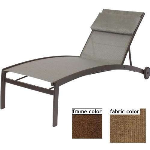 Suncoast Vision Sling Chaise Lounge With Wheels - Cabernet Frame And Raku Fabric