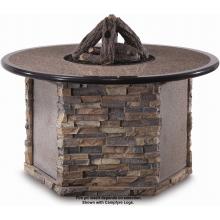 Peterson Outdoor Campfyre 52 Inch Natural Gas Electronic On/Off Remote Cocoa Granite Fire Pit Table With Stacked Stone Base And Beachwood Logs