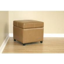 Shey Square Leather Storage Ottoman In Light Brown