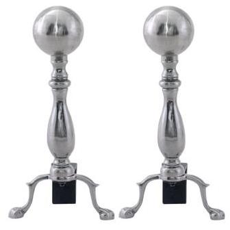 UniFlame Satin Antique Solid Brass Medium Ball Andirons
