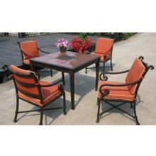 Darlee Laguna Granite Cast Aluminum Patio Dining Set With Cushions - 41 Inch Square