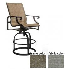 Sterling Aluminum Balcony Height Swivel Sling Barstool With Scavo Bronze Frame And A0109 Fabric