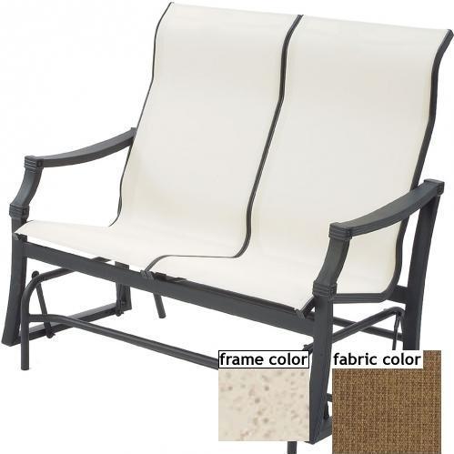 Suncoast Devereaux Sling Supreme Loveseat Glider - Pebble Frame And Raku Fabric