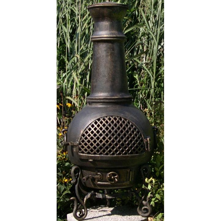 The Blue Rooster Gatsby Style Cast Aluminum Chiminea - Gold Accent