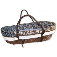 Embroidered Chocolate Moses Basket Set-Sweet Safari Bedding