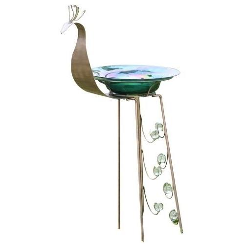 Alpine Glow In The Dark Peacock Bird Bath