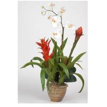 Artificial Double Bromeliad/Orchid Combo