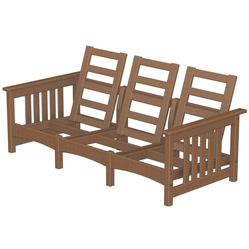 Poly-Wood Recycled Plastic Wood Club Mission Sofa - Cushion Included