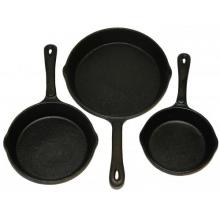 Seasoned Cast Iron Skillet Set 3pc