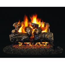 Peterson Gas Logs 24 Inch Burnt Rustic Oak Vented Propane Gas Log Set With ANSI Certified G46 Burner And Variable Flame Remote