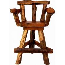 Teak Wood Sawtooth Swivel Bar Chair