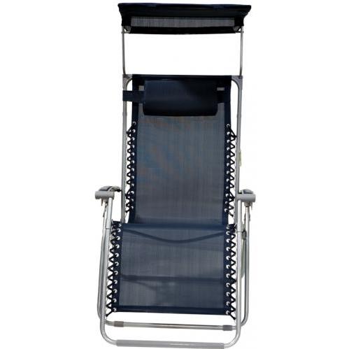 Bliss Hammocks Extra Wide Gravity Free Recliner With Canopy Shade - Blue
