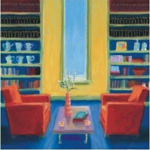 Orange Chairs In Library Poster Print by PIN