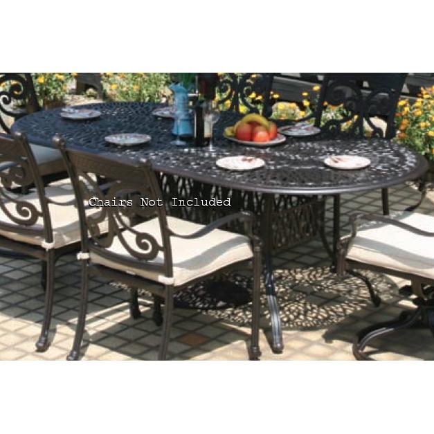 Alfresco Home Kaleidoscope 84 Inch Oval Dining Table & Base With Umbrella Hole - Antique Wine