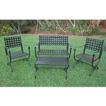 International Caravan S/4 Iron Contemporary Patio Lounge Set - Black