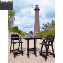 Poly-Wood Recycled Plastic Wood Nautical Patio Bar Set - 37 Inch Square