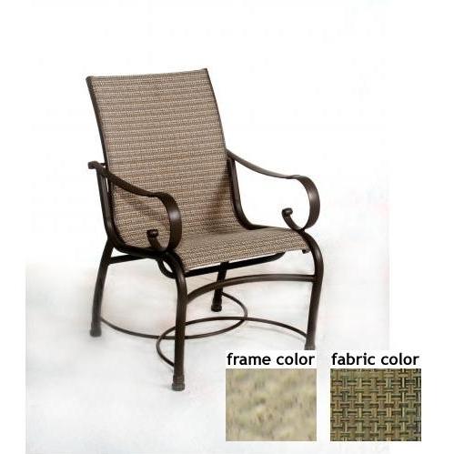 Barcelona Aluminum Low Back Sling Dining Chair With Saddle Frame And B5026 Fabric by Casual Creations