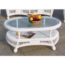 North Cape Montego Resin Wicker Coffee Table (with Glass Top) - White