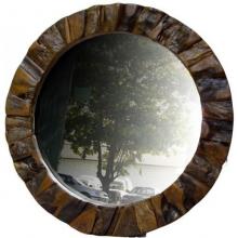 Teak Wood Mirror Frame -Round-Rough