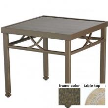 Hudson-Tanjor 24 Inch Aluminum Round Occasional Table - Stone With River Rock Frame