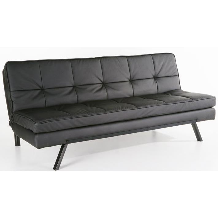 Abbyson Living Anchor Double Cushion Leather Convertible Sofa Black AD-150L-B