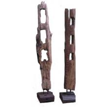 Antique Teak Wood Fence Post On Stand