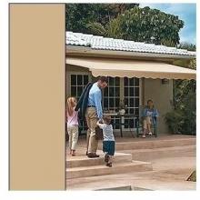 Sunsetter Pro Motorized Awning (11 Ft / Solid Sand) With Traditional Laminated Fabric With Right Mounted Moter And Soffit Bracket