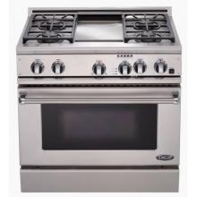 DCS Gas Range 36 Inch Dual Fuel Propane Gas Range W/ Griddle By Fisher Paykel - RDT-364GD