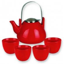 Old Dutch 35 Oz. Really Red 5 Piece Stoneware Tea Set