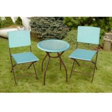Bliss Hammocks Wicker Bistro Set - Blue