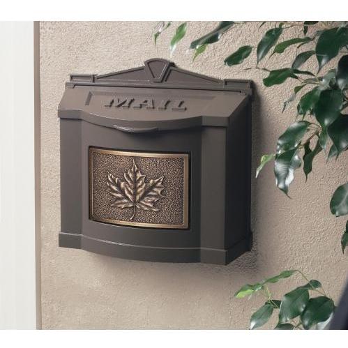 Wall Mount Series Mailbox W/ Leaf Accent - Bronze W/ Antique Bronze