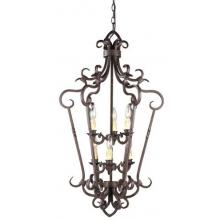 Iron Lanterns Collection Chandelier In Antique Oak Finish - 6 Bulbs