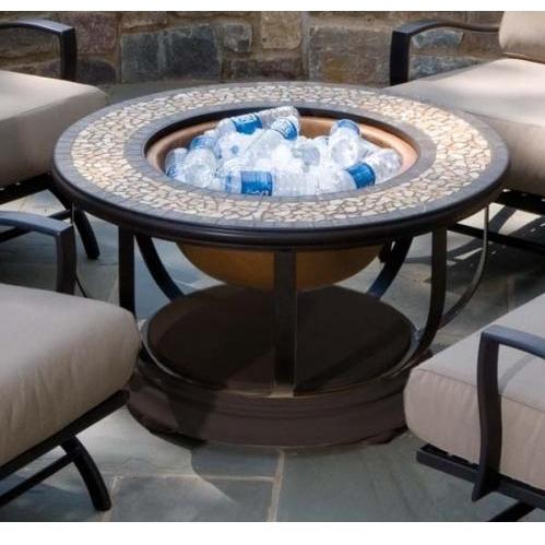 Alfresco Home Umbria Outdoor Lounge Table With Fire Pit And Beverage Center - Round